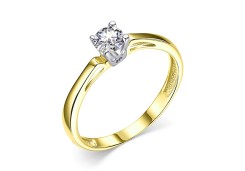 Кольцо из желтого золота с фианитом