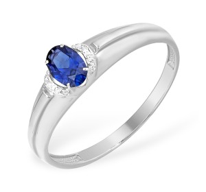 Кольцо из белого золота с сапфиром