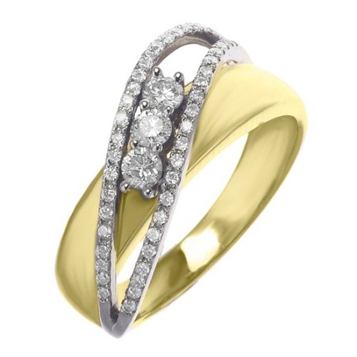 Кольцо из желтого золота с фианитом