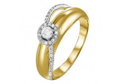 Кольцо из желтого золота с фианитом