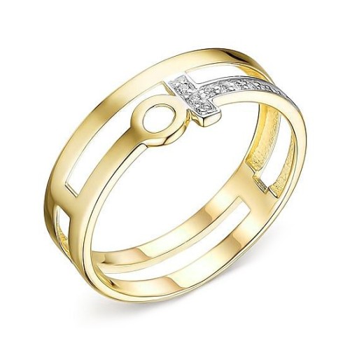 Кольцо из желтого золота с фианитом