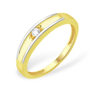 Кольцо из желтого золота с бриллиантом