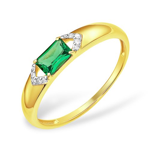 Кольцо из желтого золота с изумрудом