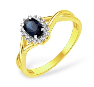 Кольцо из желтого золота с сапфиром