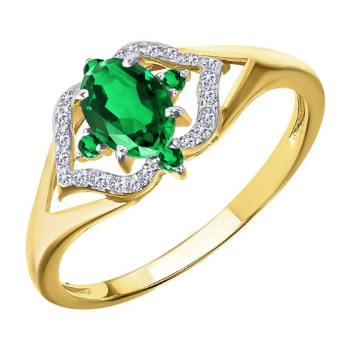 Кольцо из желтого золота с изумрудом