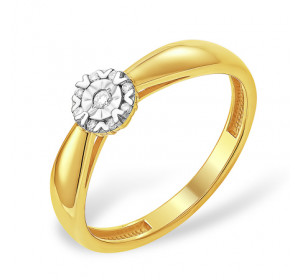 Кольцо из желтого золота с бриллиантом