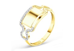 Кольцо из желтого золота с фианитом