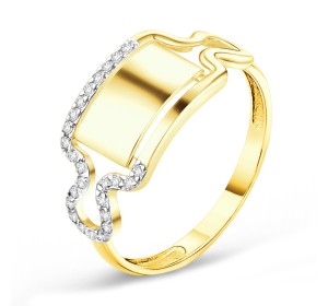 Кольцо из желтого золота с фианитом