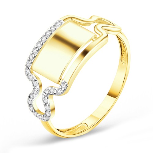 Кольцо из желтого золота с фианитом