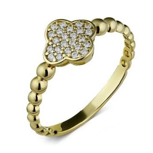 Кольцо из желтого золота с фианитом