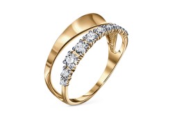 Серебряное кольцо с позолотой с фианитом
