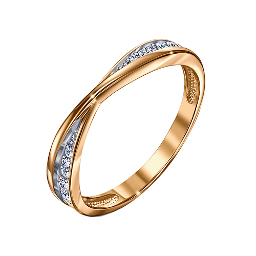 Серебряное кольцо с позолотой с фианитом