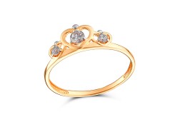 Серебряное кольцо с позолотой с фианитом