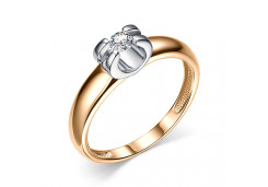 Серебряное кольцо с позолотой с фианитом