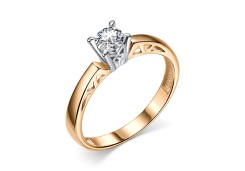 Серебряное кольцо с позолотой с фианитом