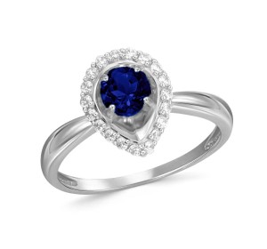 Кольцо из белого золота с сапфиром