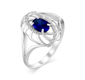 Кольцо из белого золота с сапфиром