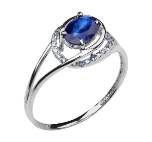 Кольцо из белого золота с сапфиром