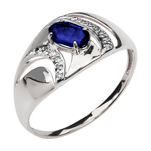 Кольцо из белого золота с сапфиром