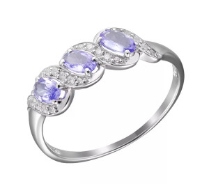 Кольцо из белого золота с танзанитом