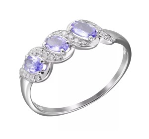 Кольцо из белого золота с танзанитом