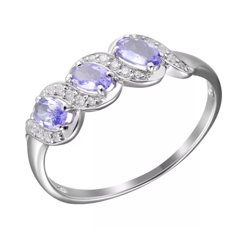 Кольцо из белого золота с танзанитом