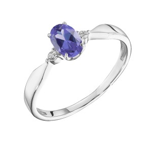 Кольцо из белого золота с танзанитом