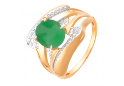 Золотое кольцо с агатом зеленым