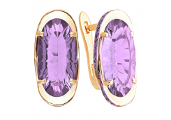 Золотые cерьги с аметистом