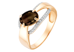 Золотое кольцо с раух-топазом
