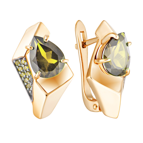 Золотые cерьги классические с ситаллом