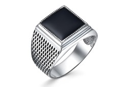 Печатка из серебра с агатом