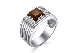 Печатка из серебра с раух-топазом