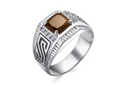 Печатка из серебра с раух-топазом