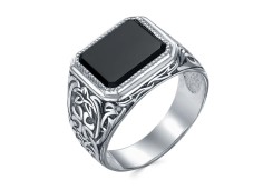 Печатка из серебра с фианитом