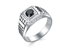 Печатка из серебра с фианитом