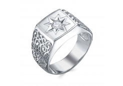 Печатка из серебра с фианитом