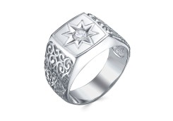 Печатка из серебра с фианитом