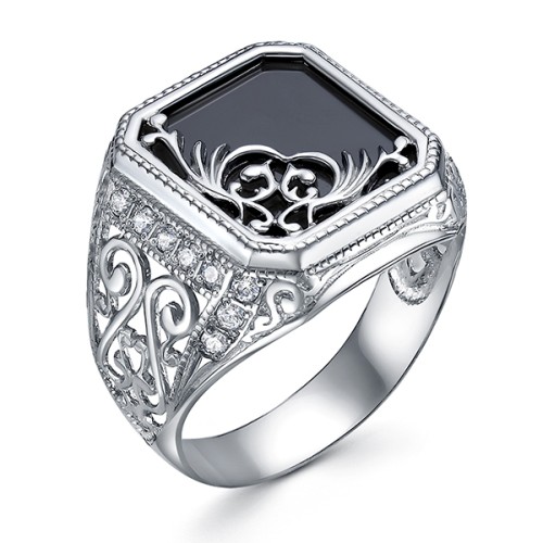 Печатка из серебра с фианитом