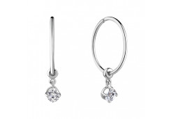 Серебряные cерьги конго с фианитом