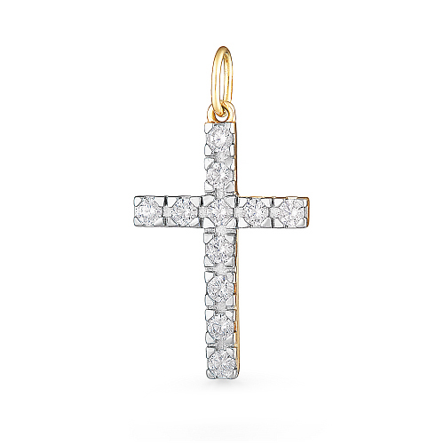 Серебряная подвеска с позолотой с фианитом