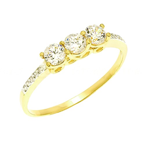 Кольцо из желтого золота с фианитом