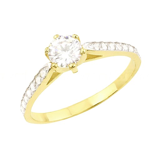 Кольцо из желтого золота с фианитом