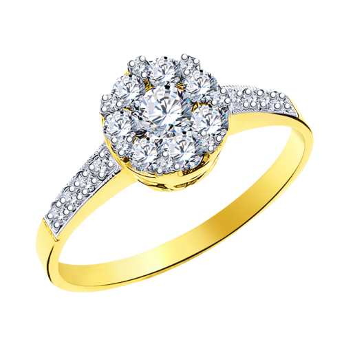 Кольцо из желтого золота с фианитом