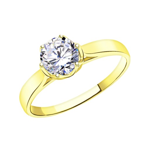 Кольцо из желтого золота с фианитом