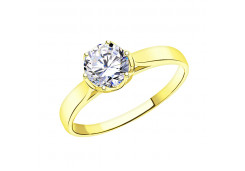 Кольцо из желтого золота с фианитом