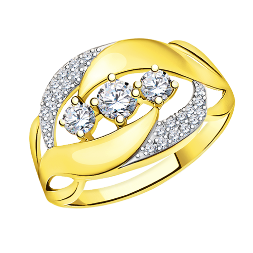 Кольцо из желтого золота с фианитом