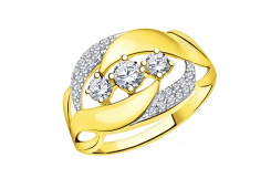 Кольцо из желтого золота с фианитом