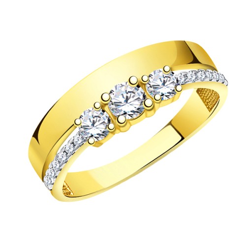 Кольцо из желтого золота с фианитом