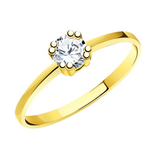 Кольцо из желтого золота с фианитом